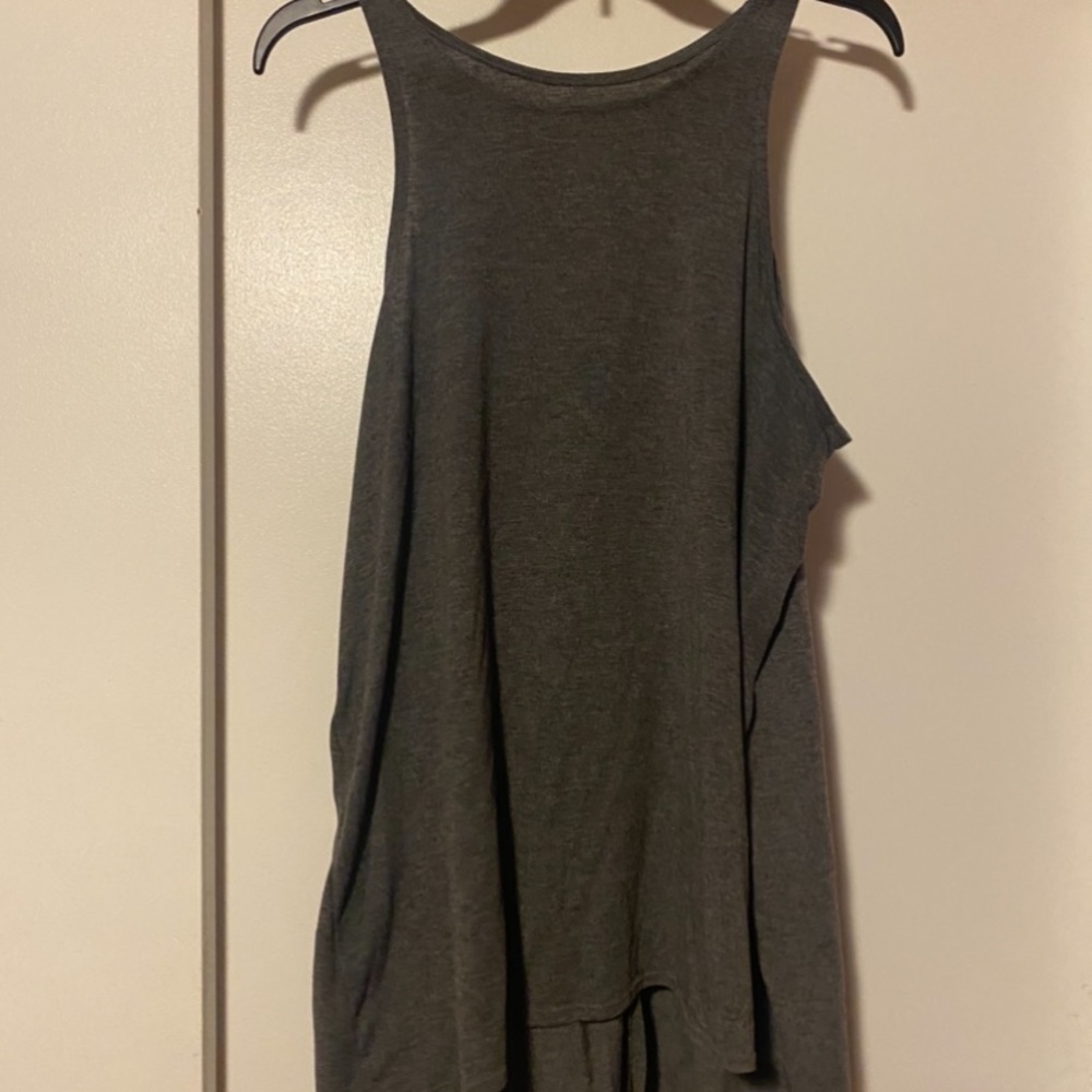 Grey active wear tank top with cross open back
